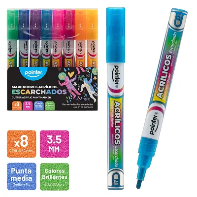 MARCADOR ACRILICO POINTER ESCARCHADO X8