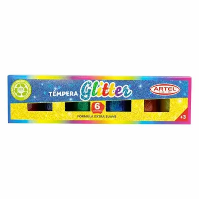 TEMPERA GLITTER ARTEL 6 COLORES