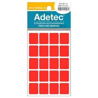 ETIQUETA ADHESIVA FLUOR ROJO 19X23MM