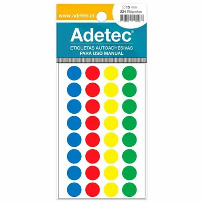 ETIQUETA ADHESIVA CIRCULAR COLOR 15MM