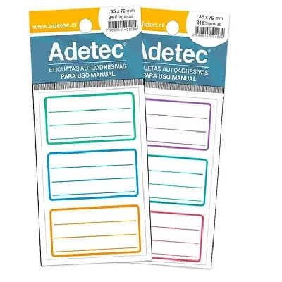 ETIQUETA ESCOLAR DISEÑO TRICOLOR 35X70 MM