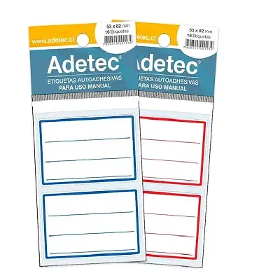 ETIQUETA ESCOLAR DISEÑO LINEA ROJA/AZUL 53X82 MM