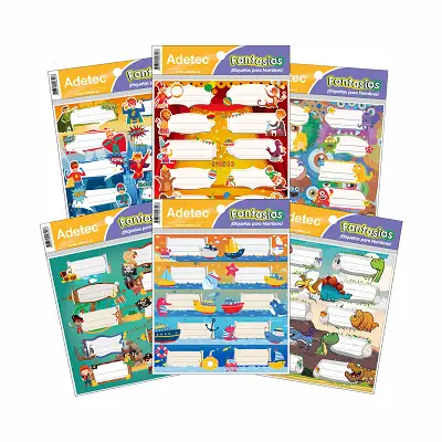 ETIQUETA ESCOLAR DISEÑO FANTASIA NIÑO 21X16 CM