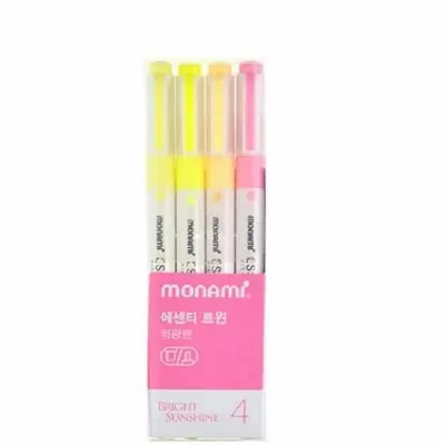 DESTACADOR PASTEL DOBLE PUNTA MONAMI BRIGHT SUNSHINE X4