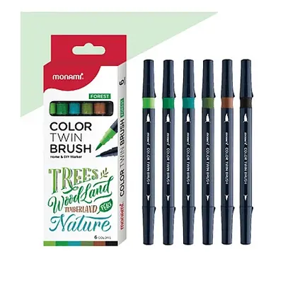 MARCADOR PUNTA PINCEL DOBLE PUNTA MONAMI FOREST X6