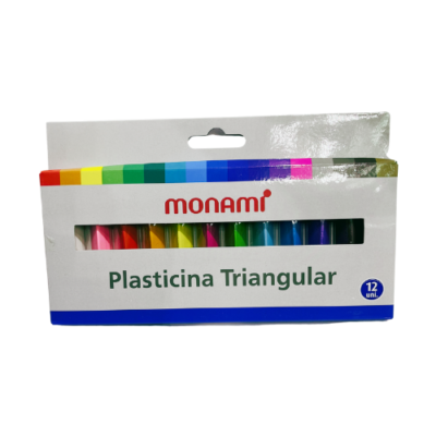 PLASTICINA MONAMI TRIANGULAR 12 COLORES