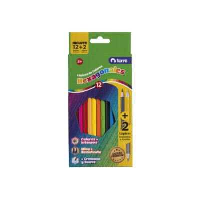 LAPIZ COLOR TORRE 12 HEXAGONAL + 2 LAPIZ BIMETALICO